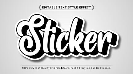 Cool black and white sticker text effect, Editable text effect