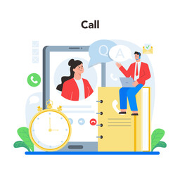 Sticker - call center or technical support concept. idea of customer service.