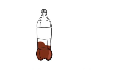 Wall Mural - Self drawing animation of plastic bottle with soda drink. Copy space.