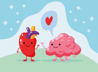 Canvas Print - heart and brain