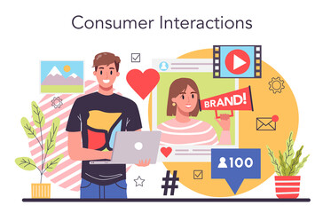 Sticker - Interaction with a customer concept. Marketing technique for client retention