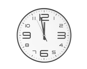 Wall Mural - Black and white clock isolated on white background