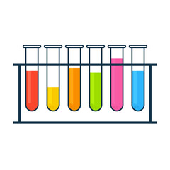 Wall Mural - 6 test tubes rack icon. clipart image isolated on white background