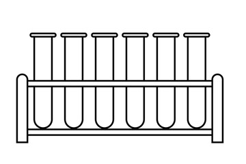 Wall Mural - 6 test tubes rack outline icon. clipart image isolated on white background