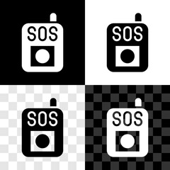 Sticker - Set Press the SOS button icon isolated on black and white, transparent background. Vector