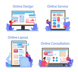 Sticker - website prototyping online service or platform set. web page modeling