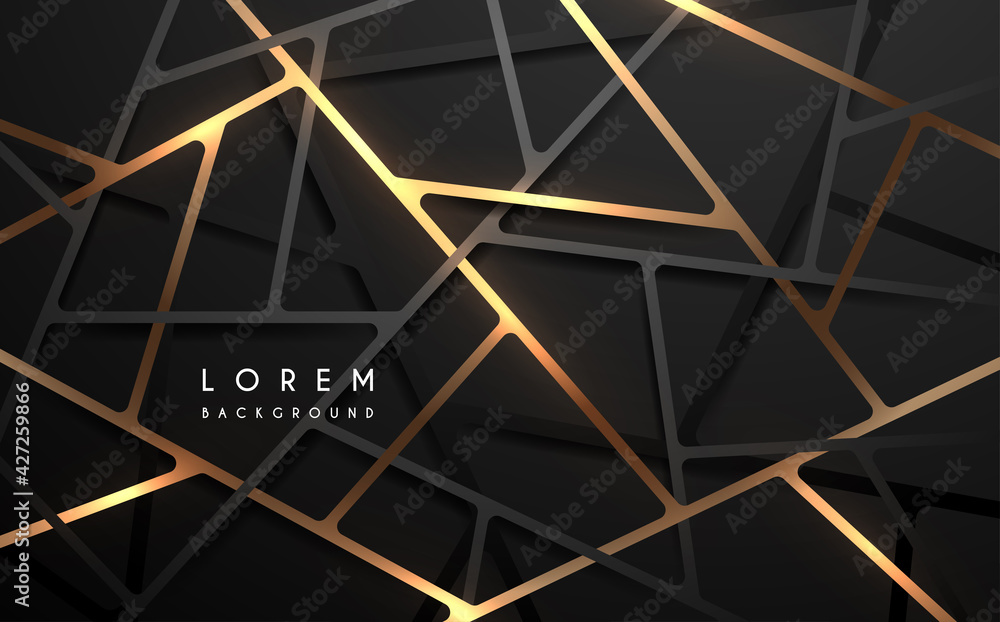 Abstract black and gold geometric lines background - obrazy, fototapety, plakaty 