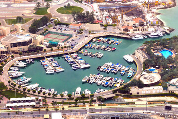 United Arab Emirates, Abu Dhabi, aerial view of the marina