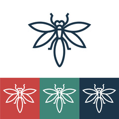 Poster - Linear vector icon with dragonfly