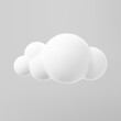 3d render of a cloud mock up isolated on a grey background. Soft round cartoon fluffy cloud icon. 3d geometric shape vector illustration