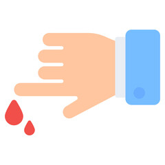 Poster - Blood drops with hand showcasing finger cut icon