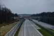 Autostrada A1 widok w kierunku Pyrzowic. Wiadukt kolejowy nad autostradą