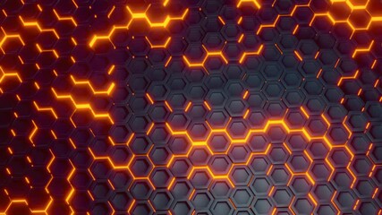 Wall Mural - Futuristic sci-fi hexagon surface pattern with offset effect loop
