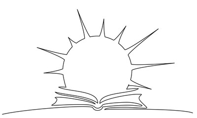 Wall Mural - Opened book with Sun over pages. Symbol of Learning