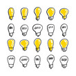 © Matias - Idea icon doodle. Lightbulb illustration set. Hand drawn electric lamp.
