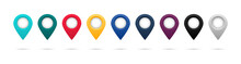 Set Of Colorful Map Pointer. Map Pins, Markers. Location Icons For Map. Vector Illustration. EPS - 10