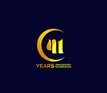 41 Years Anniversary Celebration Logotype With Modern Gold Mix Color Circle Logo Design Concept
