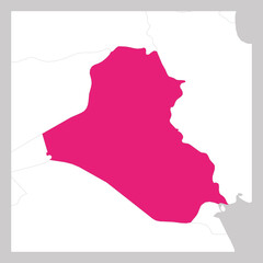 Poster - Map of Iraq pink highlighted with neighbor countries