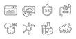 © blankstock - Cloud computing, Chemistry flask and Chemical formula line icons set. 5g cloud, Augmented reality and Ph neutral signs. Website statistics, Cogwheel blueprint symbols. Quality line icons. Vector