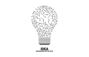 Wall Mural - Vector light bulb from dot connect line circuit board with brain inside. Concept of business plan and creative idea.