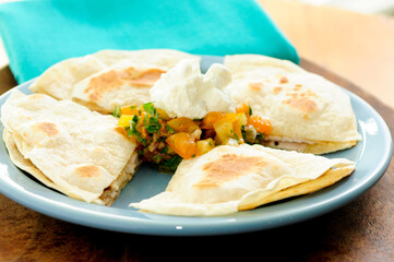 Poster - Chicken quesadilla with salsa and sour cream