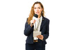 © AntonioDiaz - Attractive reporter speaking with a microphone on the news