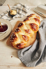 Sticker - High angle shot of delicious sweet yeast bread with sesame seeds