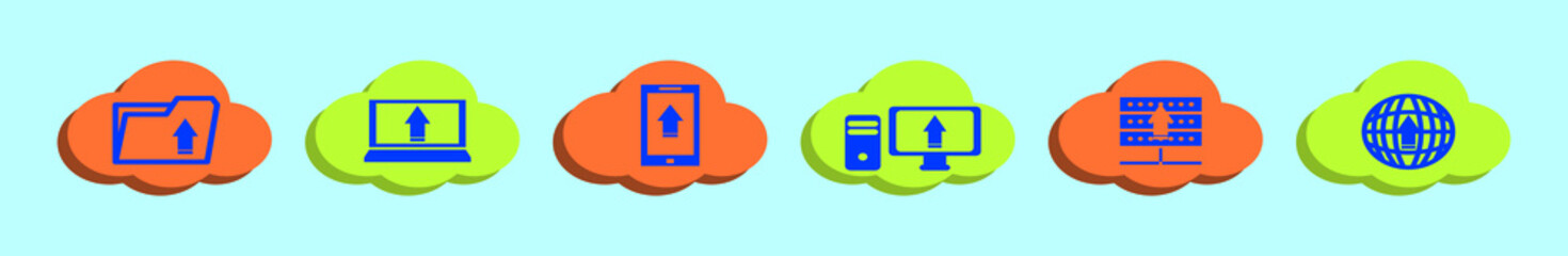 Wall Mural - set of clouds computing cartoon design template with various models. vector illustration isolated on background