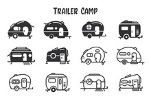Camper Trailer Icon. Camper Isolate On White Background.