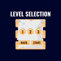 Wall Mural - wooden paper game ui level selection interface. perfect for 2d games vector illustration