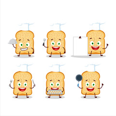 Sticker - Cartoon character of bread toast with various chef emoticons