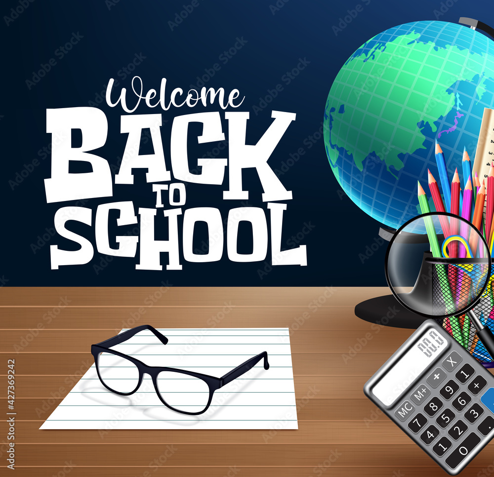 Back to school vector banner template. Welcome back to school with ...