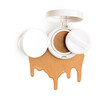 Liquid cushion with smeared sample, Cosmetic face powder isolated on white background Liquid Tonal fluid for the face flows down on a white background