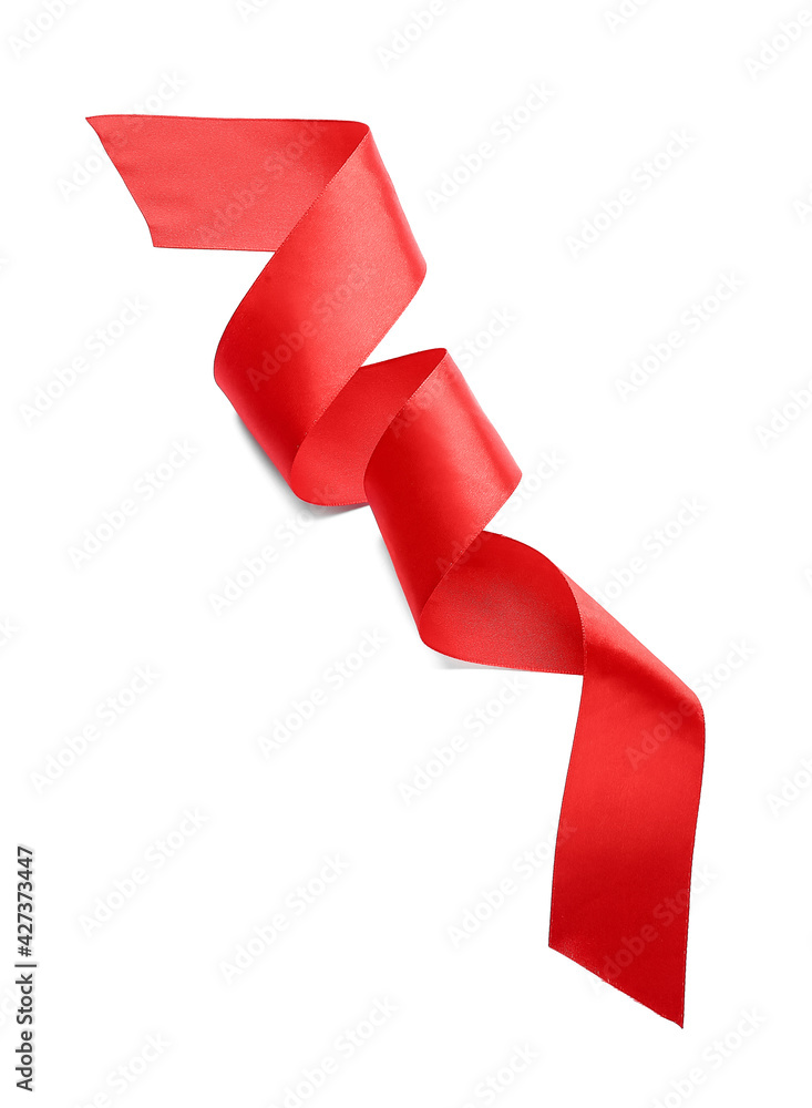 Red ribbon on white background
