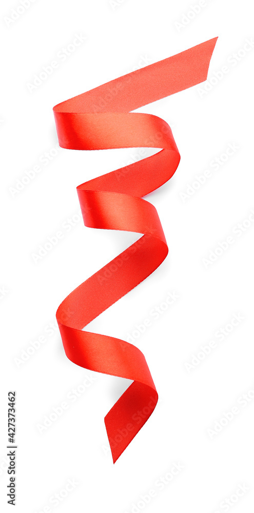 Red ribbon on white background