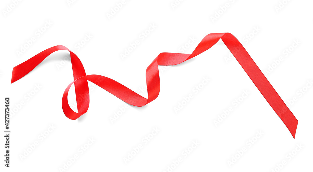 Red ribbon on white background