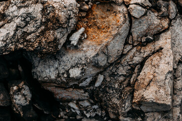 Wall Mural - Mining process. Rocks for mining. Big gray limestone.