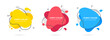 3 Modern liquid irregular amoeba blob shape abstract elements graphic flat style design fluid vector illustration set banner simple shape template for presentation, flyer, isolated on white background
