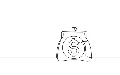 Wall Mural - one line money wallet. online market trade concept. hand drawn sketch continuous line. e-commerce fi