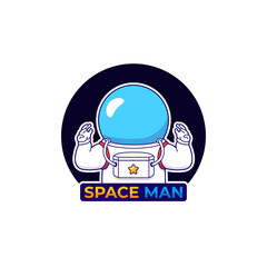 Wall Mural - Cute astronaut with radio communication logo