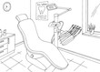 Dentist office clinic graphic black white sketch illustration vector 