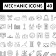 © Abdul Qaiyoom - Black Line Art Set of Mechanic Icon In Flat Style.