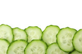 Fototapeta  - Ripe cucumber slices isolated on white background