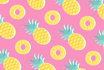 Wall Mural - seamless pattern with pineapples for banners, cards, flyers, social media wallpapers, etc.