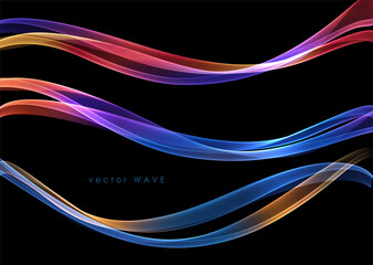 Wall Mural - Vector abstract colorful flowing wave lines isolated on black background. Design element for technology, science, music or modern concept.