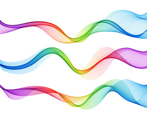Aufkleber - Vector abstract colorful flowing wave lines isolated on white background. Design element for technology, science, music or modern concept.