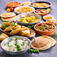 Canvas Print - assorted indian food