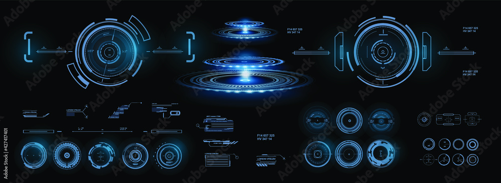Set automatic sighting AIM. Futuristic display. Digital optical ...