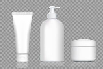 Wall Mural - Plastic bottles for cream and soap. Packing templates set.