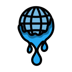 Sticker - Planet With Flowing Down Water Icon